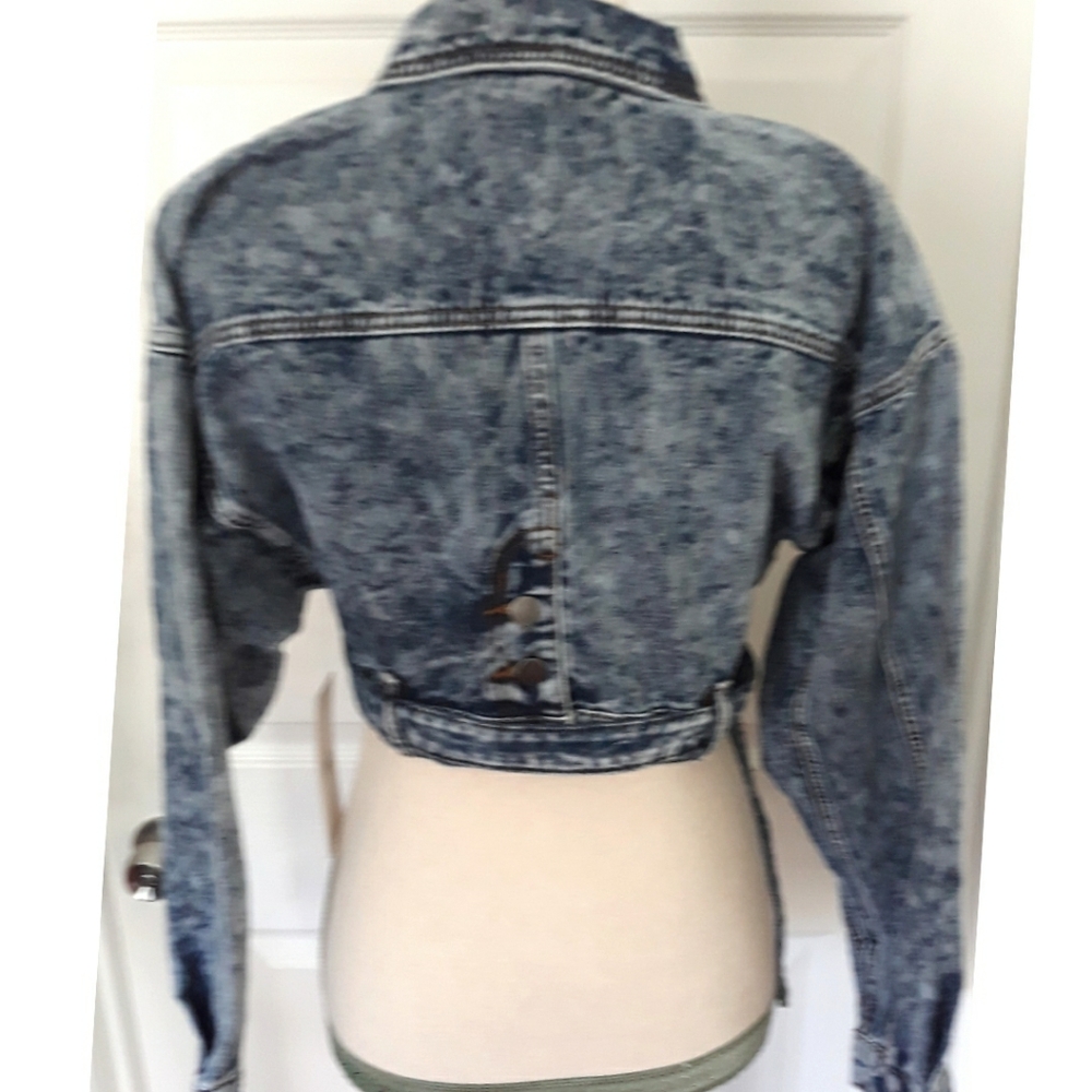 American Bazi Acid aWash Denim Cropped Jacket - Picture 3 of 8